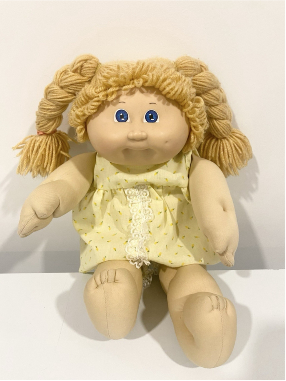 Vintage Coleco Cabbage Patch Kids Doll Blonde Pigtails Blue Eyes Head Mold #3